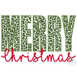 Merry Christmas Zigzag Applique Embroidery Design Satin Script Five Sizes 4x4, 5x7, 8x8, 6x10, 8x12 Hoop