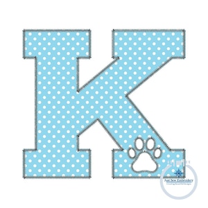 Applique Embroidery K with Paw Cutout Design Kentucky KY UK University of Kentucky 8x12 Hoop
