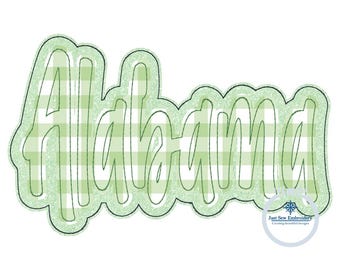 Alabama Double Raggy Applique Embroidery Design Five Sizes 5x7, 8x8, 6x10, 7x12 and 8x12 Hoop