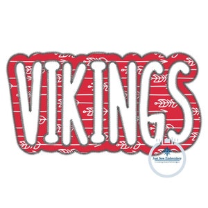 VIKINGS Zwei-Schicht-Applikation Stickdatei, Maschinenstickerei, Zwei Farb-Zick-Zack-Rand, vier Größen, 5x7, 6x10, 8x8, 8x12 Hoop