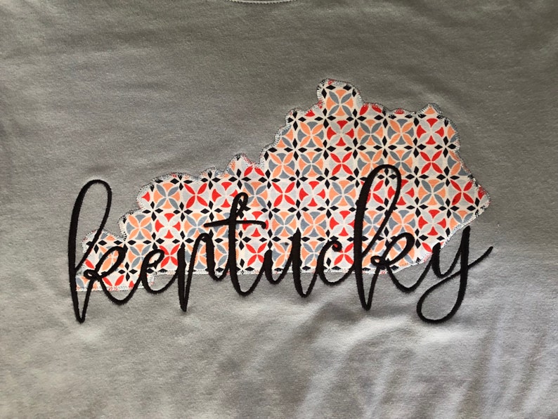 Applique Embroidery KY Kentucky UK Script Overlap Zigzag Etsy