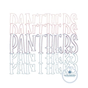 Embroidery PANTHERS Bean Stitch Design Machine Embroidery Five Sizes 4x4, 5x7, 8x8, 6x10, 8x12 Hoop
