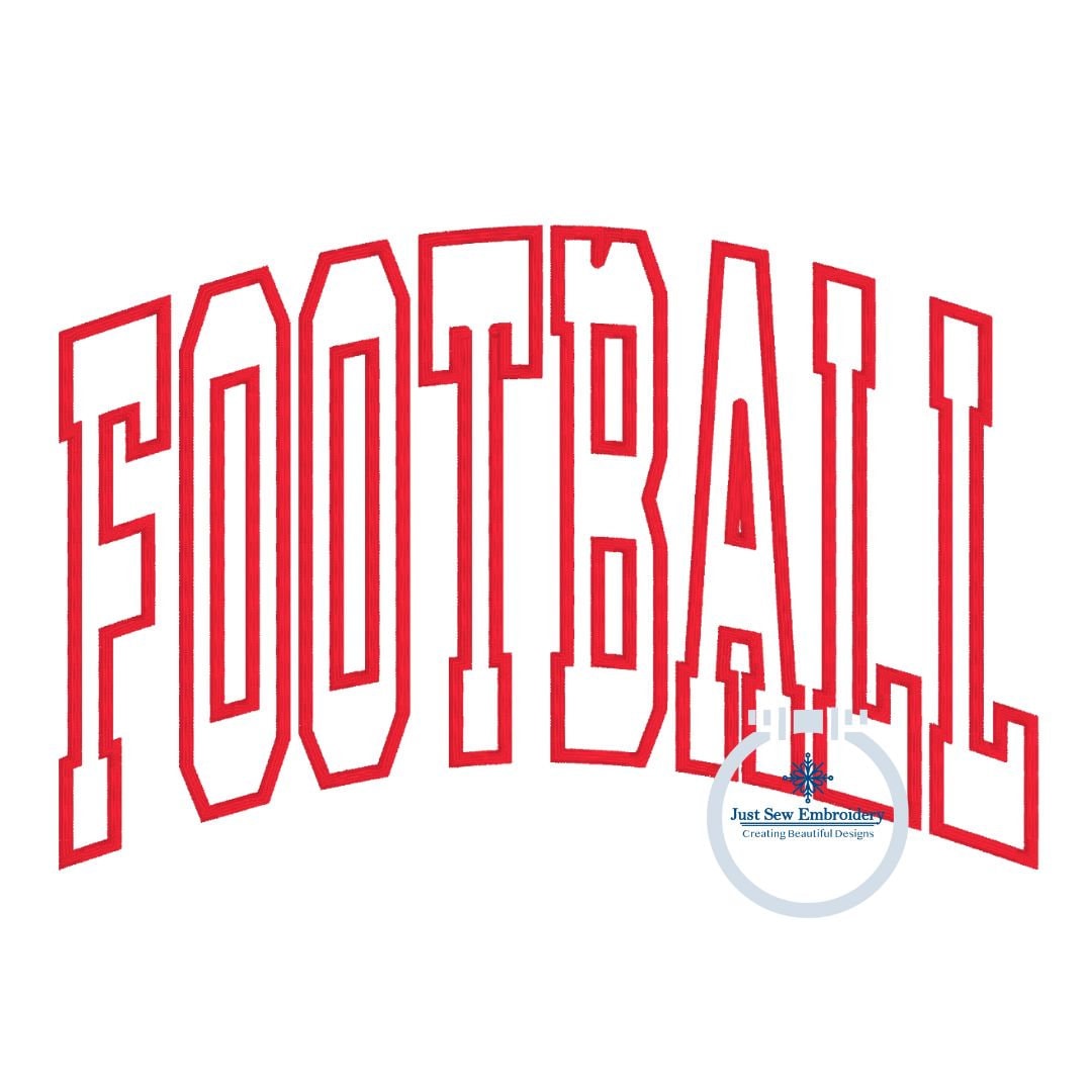Football Arched Applique Embroidery Design Satin Stitch Five Sizes 8x8 ...