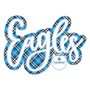EAGLES Double Raggy Applique Embroidery Design Script Bean Stitch Edge Five Sizes 5x7, 8x8, 6x10, 7x12, and 8x12 Hoop