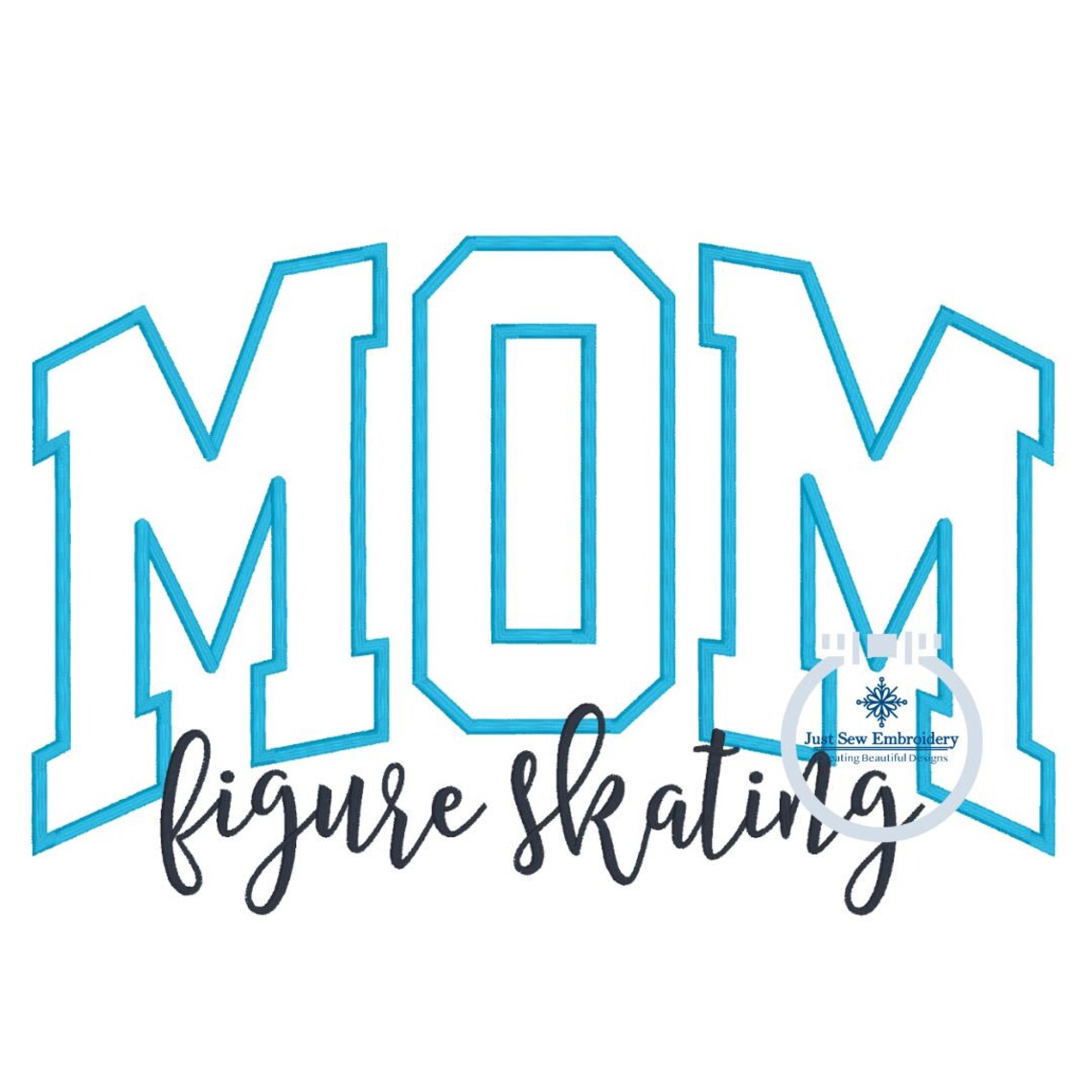 Skating Ring Script MOM Arched Figure Skating Script Satin Applique Embroidery Design ...