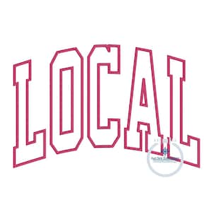 LOCAL Arched Satin Applique Embroidery Design Academic Font Five Sizes ...