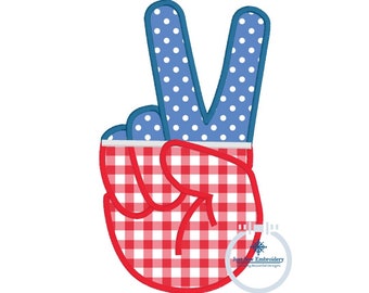Peace Sign Applique Embroidery Two Color Design Satin Stitch July 4 4th of July Independence Five Sizes