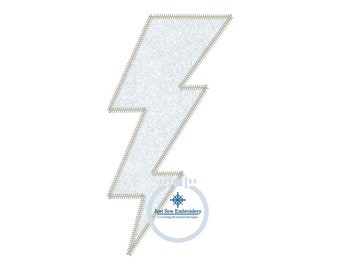 Lightning Bolt Zigzag Applique Embroidery Design Seven Sizes