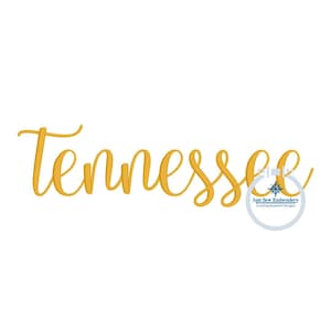 Tennessee Embroidery Script in Three Sizes to fit 7 inch, 10 inch, and 11.5 inch.