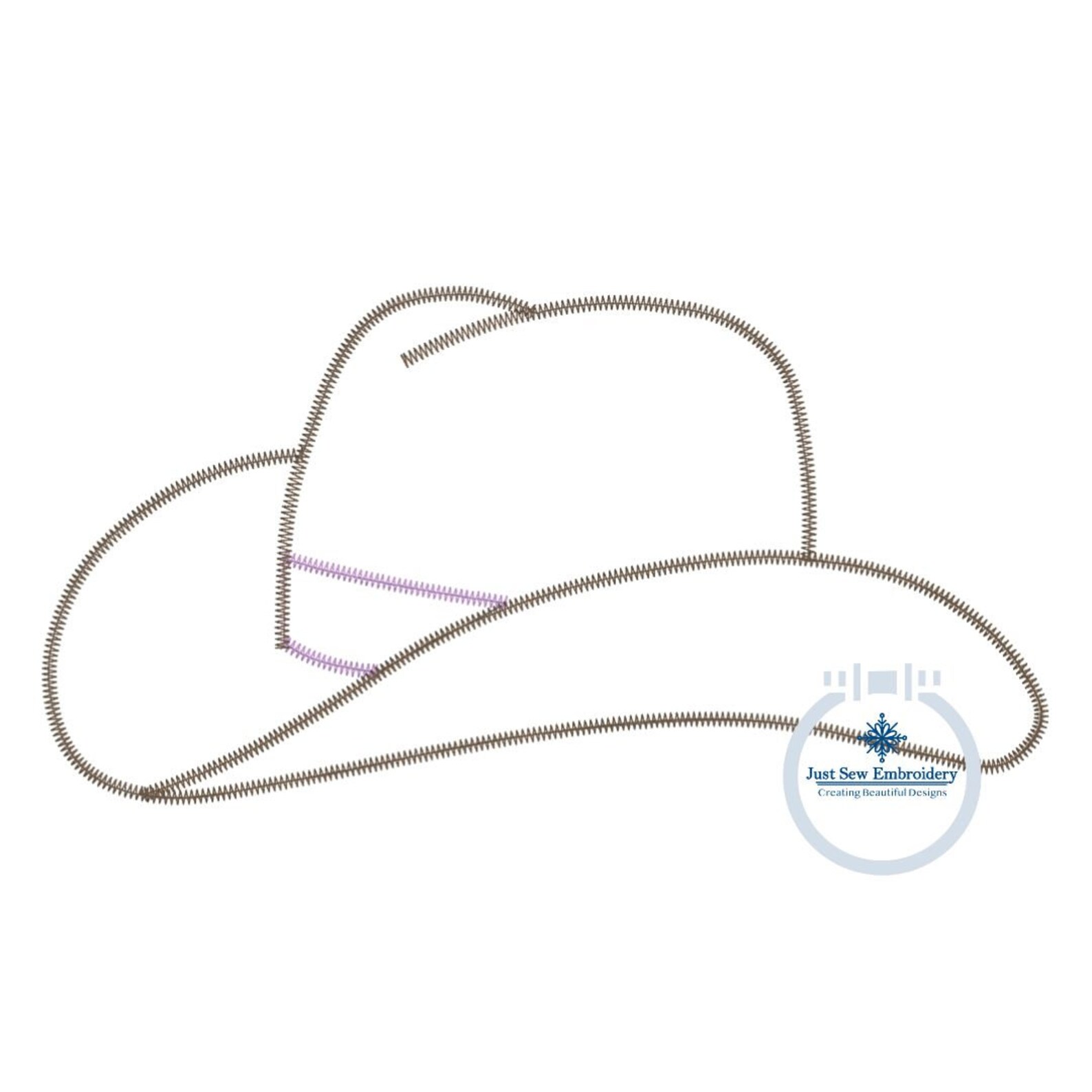 Applique Embroidery Cowboy Hat Design With Zigzag Edge Stitch Etsy