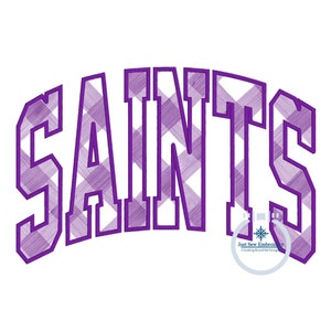 SAINTS アーチ型サテンアップリケ刺繍デザイン スクリプト 5サイズ 8x8、9x9、6x10、7x12、8x12 フープ