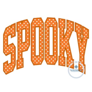 SPOOKY Design per ricamo con applicazione in raso arcuato, cinque misure: cerchi 5x7, 8x8, 6x10, 7x12 e 8x12