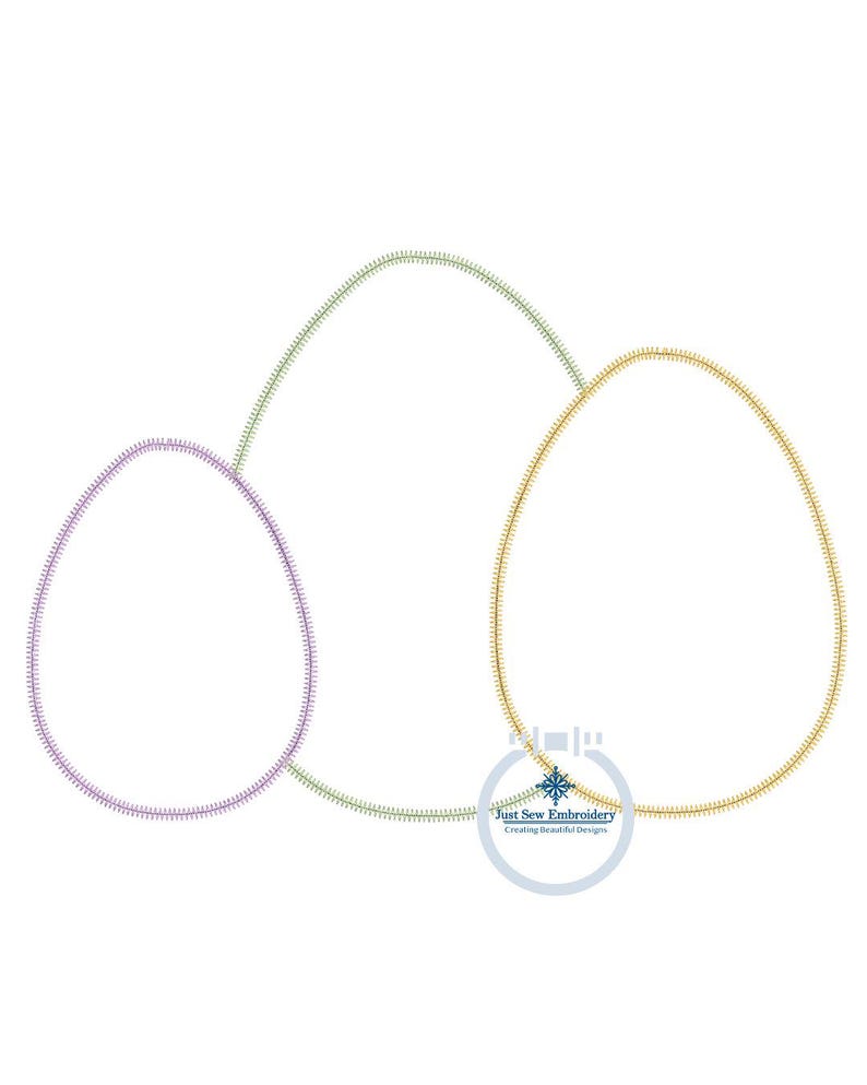 Easter Egg Trio Applique Machine Embroidery Design With Zigzag ...