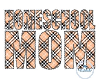 Homeschool Mom Applique Embroidery Design zigzag applique Mother's Day Thanksgiving Gift 8x12 Hoop