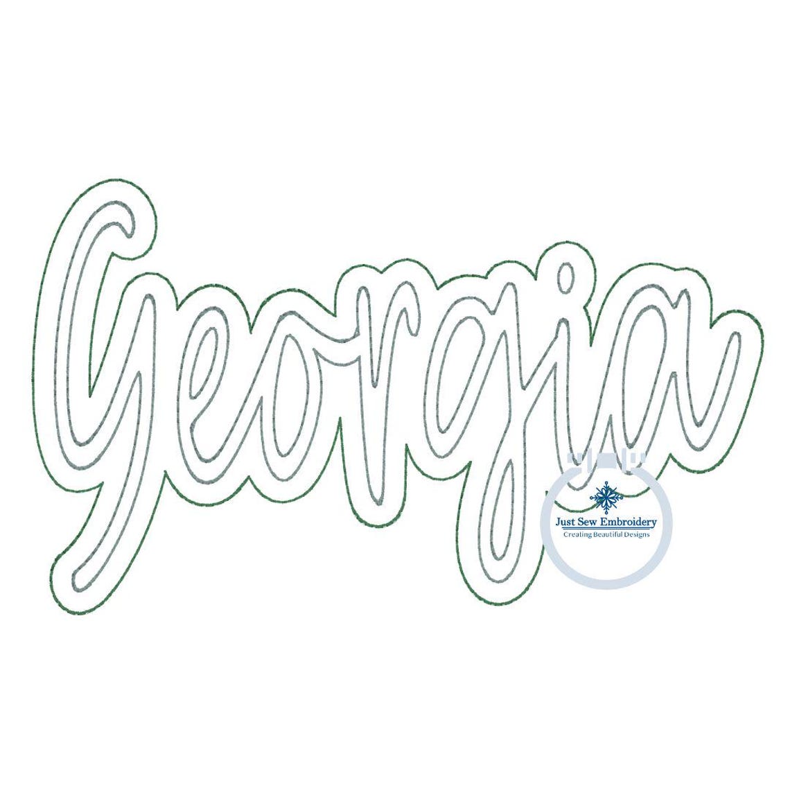 Script Name Georgia Georgia Double Raggy Script Applique Embroidery Bean Stitch Design GA ...