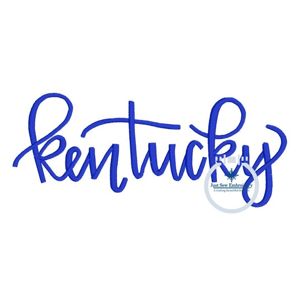 Kentucky Embroidered Script Satin Stitch Full Chest Design University of Kentucky 8x12 Hoop