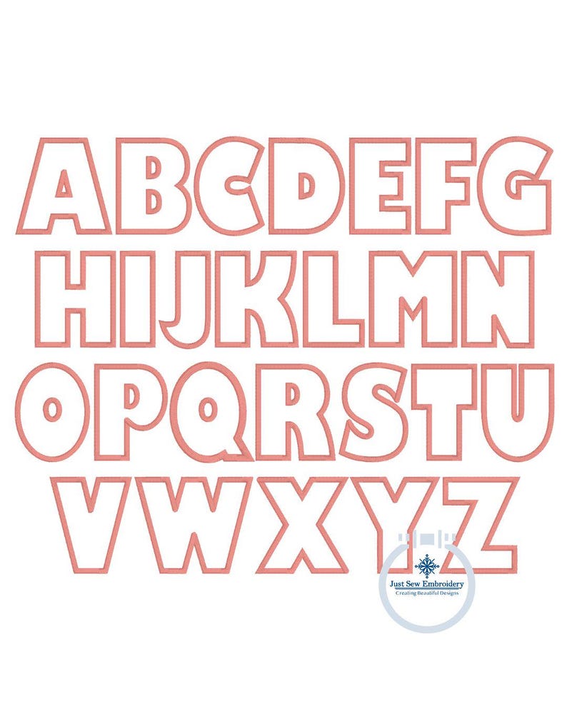 Chunky Satin Applique Embroidery Font Native BX Seven Sizes 2 Inch, 3 ...