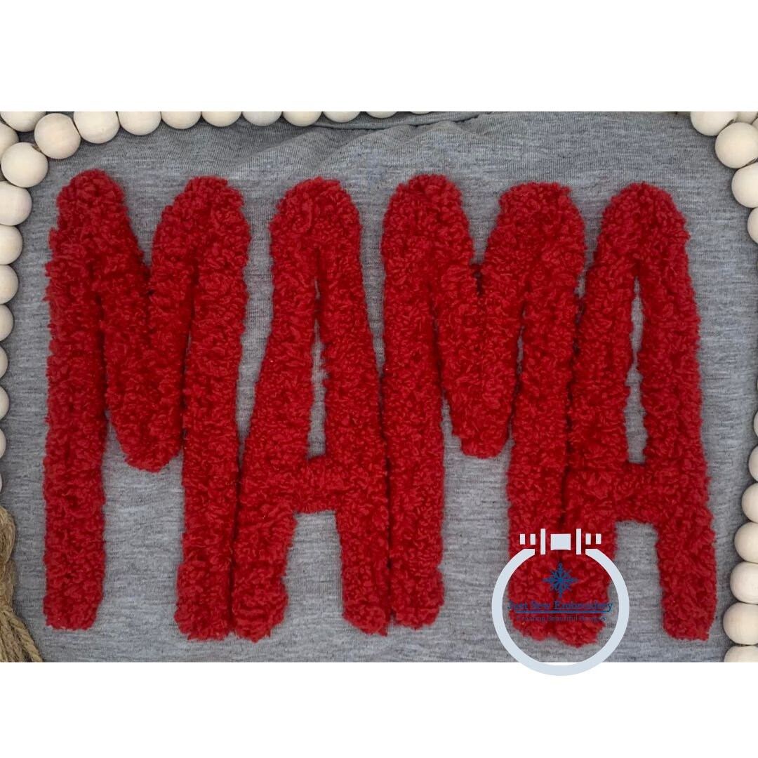 MAMA Skinny Chenille Yarn Applique Embroidery Design Mother's Day Gift