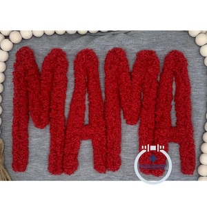 MAMA Skinny Chenille Yarn Applique Embroidery Design Mother&#39;s Day Gift Five Sizes 5x7, 8x8, 6x10, 7x12, and 8x12 Hoop