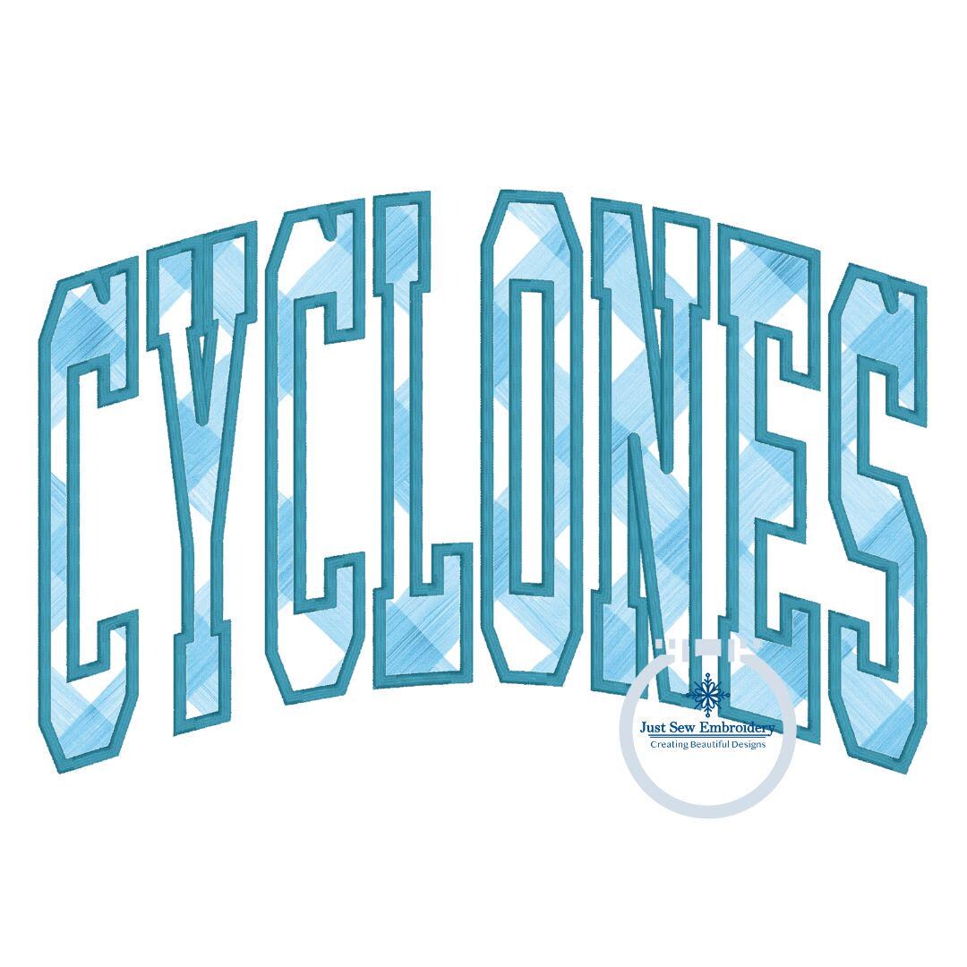 CYCLONES Arched Embroidery Applique Design Machine Embroidery Satin ...