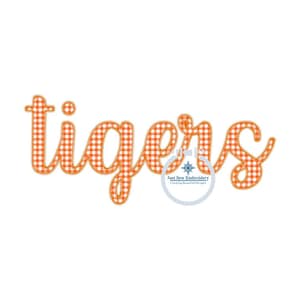 TIGERS Script Applique Embroidery Zigzag Design Machine Embroidery Three Sizes 8x8, 6x10 and 8x12 Hoop