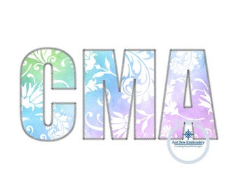 CMA Block ZigZag Applique Embroidery Quick Stitch Shirt Design Three Sizes 5x7, 6x10, and 8x12 Hoop