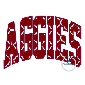 Aggies Arched Applique Embroidery Design Machine Embroidery Satin Edge Four Sizes 5x7, 8x8, 6x10, 8x12 Hoop