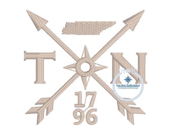 TN 1796 pijl borduurwerk ontwerpen linkerborst hoed 4 x 4 Tennessee Compass machineborduurwerk
