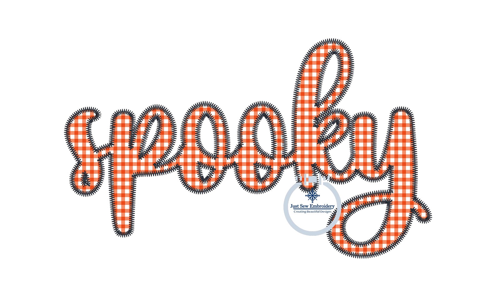 Spooky Script 1 SPOOKY Script Applique Embroidery Design Zigzag Stitch Four Sizes 5x7 ...