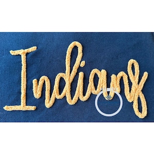 Indians Chenille Yarn Script Embroidery Design Five Sizes 5x7, 8x8, 9x9, 6x10, and 7x12 Hoop