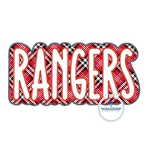 RANGERS Two Layer Applique Embroidery Design Machine Embroidery Two Color ZigZag Edge 8x12 Hoop