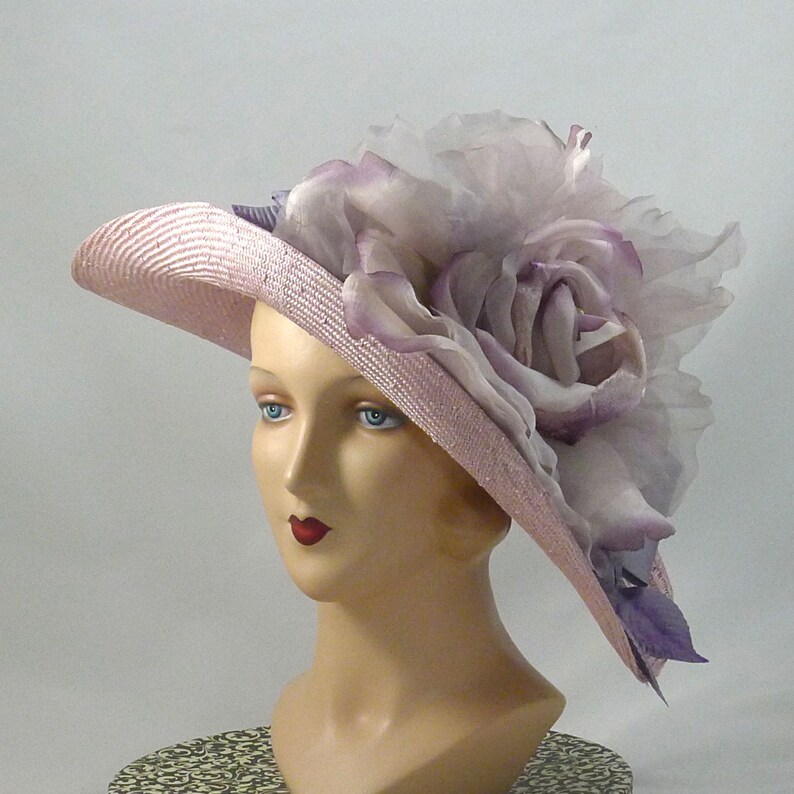 Opening Day Special Occasion Hat Pink Straw With Lavender - Etsy