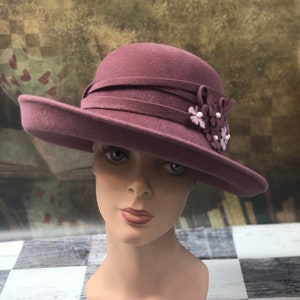Wide Brim Cloche Hat With High Front 