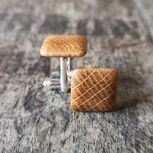 Irish whiskey barrel wooden cufflinks - Gifts for him,Handmade anniversary gift,Groomsmen cuff links,Gift for men