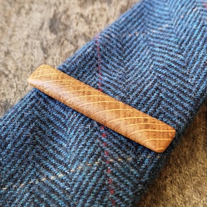 Irish Whiskey Barrel wooden tie clip. Groom gift, Groomsmen gift, Tie pin,Unique gifts for him, Anniversary gift 5 years,Gift for men image 1