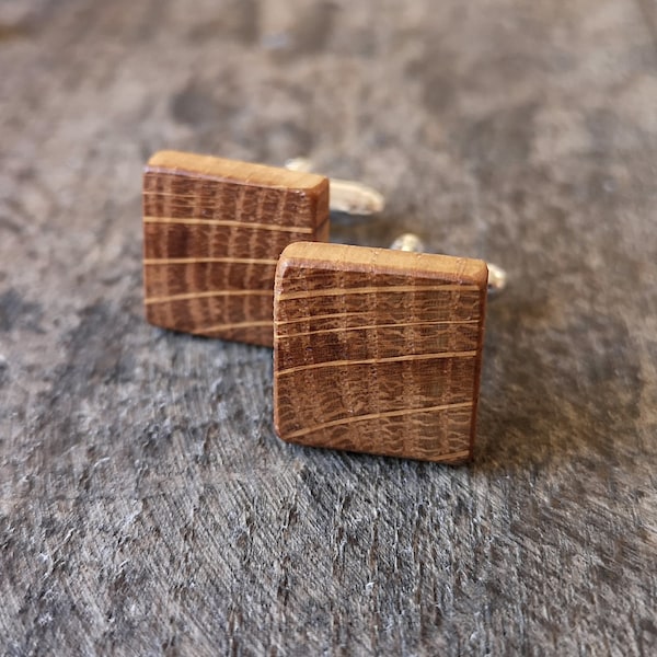 Square Irish Whiskey Barrel Wooden Cufflinks,5 Year Wedding Anniversary gift, Groomsmen gift , Groom cufflinks, Unique gift,Gifts for men