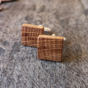 Square Irish Whiskey Barrel Wooden Cufflinks,5 Year Wedding Anniversary gift, Groomsmen gift , Groom cufflinks, Unique gift,Gifts for men