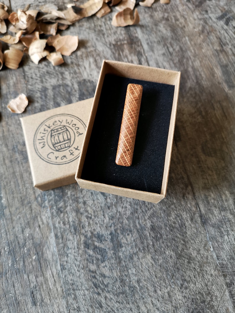 Irish Whiskey Barrel wooden tie clip. Groom gift, Groomsmen gift, Tie pin,Unique gifts for him, Anniversary gift 5 years,Gift for men image 5