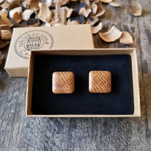 Irish whiskey barrel wooden cufflinks Gifts for him,Handmade anniversary gift,Groomsmen cuff links,Gift for men image 4