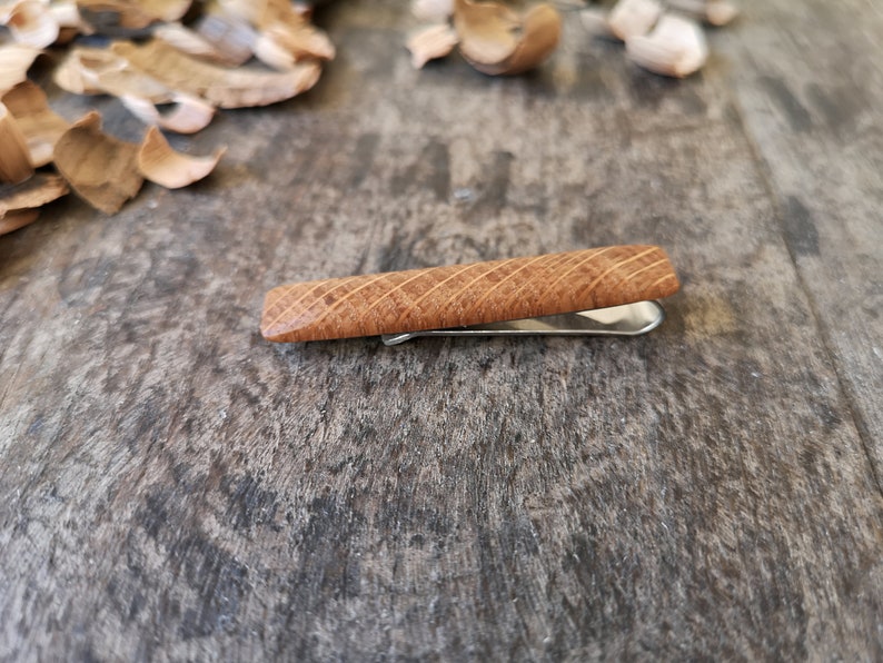 Irish Whiskey Barrel wooden tie clip. Groom gift, Groomsmen gift, Tie pin,Unique gifts for him, Anniversary gift 5 years,Gift for men image 3