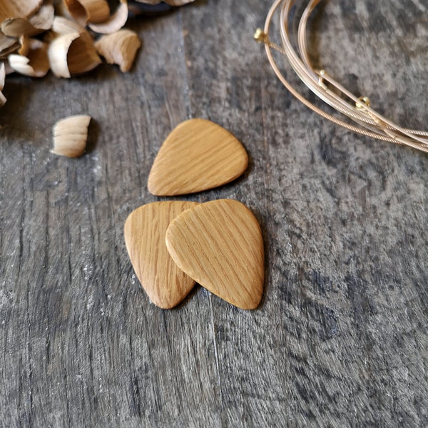 Guitar pick set (set of 3) carved from Irish Whiskey Barrel-Unique gift for music lover,Guitar player,Gift for him,Gift for men,Gift for her