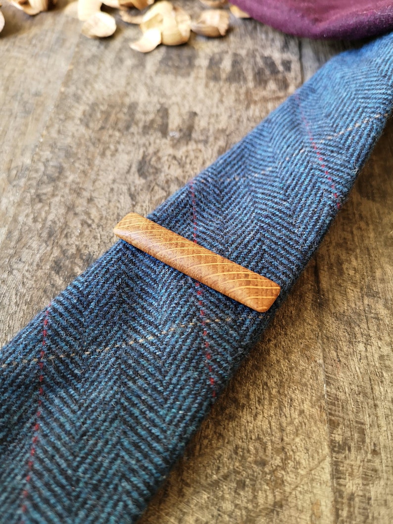 Irish Whiskey Barrel wooden tie clip. Groom gift, Groomsmen gift, Tie pin,Unique gifts for him, Anniversary gift 5 years,Gift for men image 2