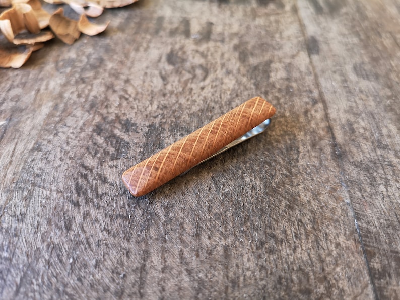 Irish Whiskey Barrel wooden tie clip. Groom gift, Groomsmen gift, Tie pin,Unique gifts for him, Anniversary gift 5 years,Gift for men image 4