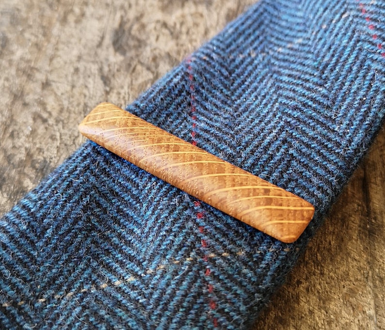 Irish Whiskey Barrel wooden tie clip. Groom gift, Groomsmen gift, Tie pin,Unique gifts for him, Anniversary gift 5 years,Gift for men image 1