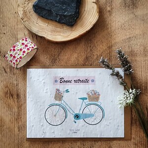 Carte à planter double,Bonne retraite, carte avec semences, carte fleurs, cadeau départ en retraite afbeelding 1