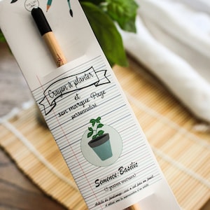 Crayon à planter cadeau Maitresse, Maitre, Atsem, Avs - et son marque page personnalisé