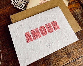 carte à planter double Amour, carte avec graines