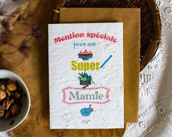 double plantable card, Special mention a super granny card with seeds, paper with wildflowers message card.