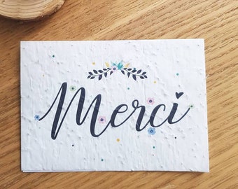 carte à planter double Merci,  carte avec semences.