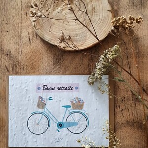 Carte à planter double,Bonne retraite, carte avec semences, carte fleurs, cadeau départ en retraite afbeelding 3